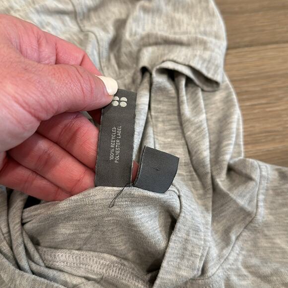 SWEATY BETTY Gray Marl Tori Twist Front Pullover Active Jacket Hooded Top Size 6 - Picture 9 of 12